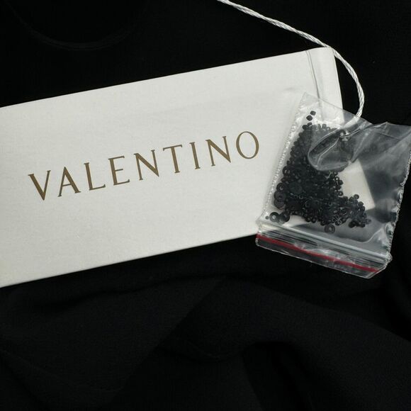 VALENTINO NWT $3720 Size 10 Black Silk Dress Gown Strappy Sequin Sexy Slit Drape - Picture 9 of 15